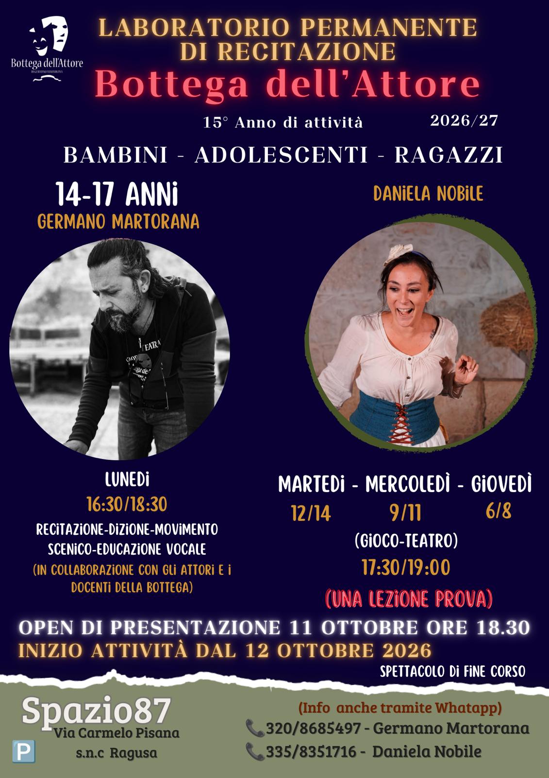 Locandina del laboratorio per bambini, adolescenti e ragazzi